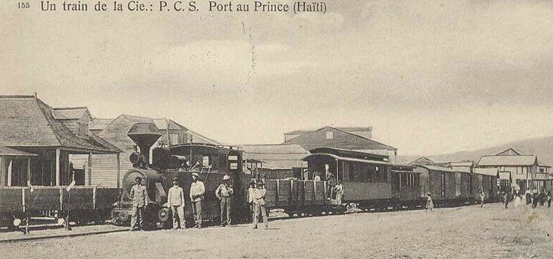Haiti Postcard View Railway : P.C.S. Company train at Port-au-Prince